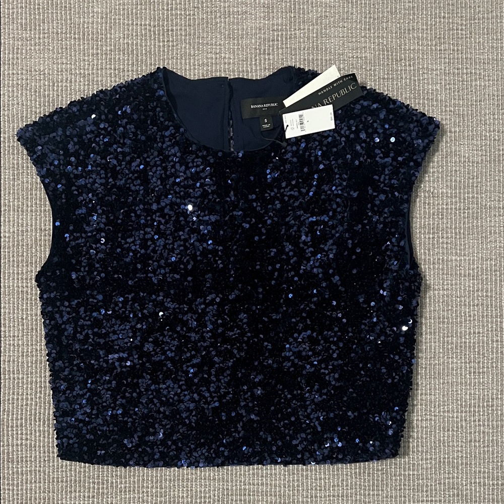 Banana Republic Midnight Blue Sequin Tank Top
